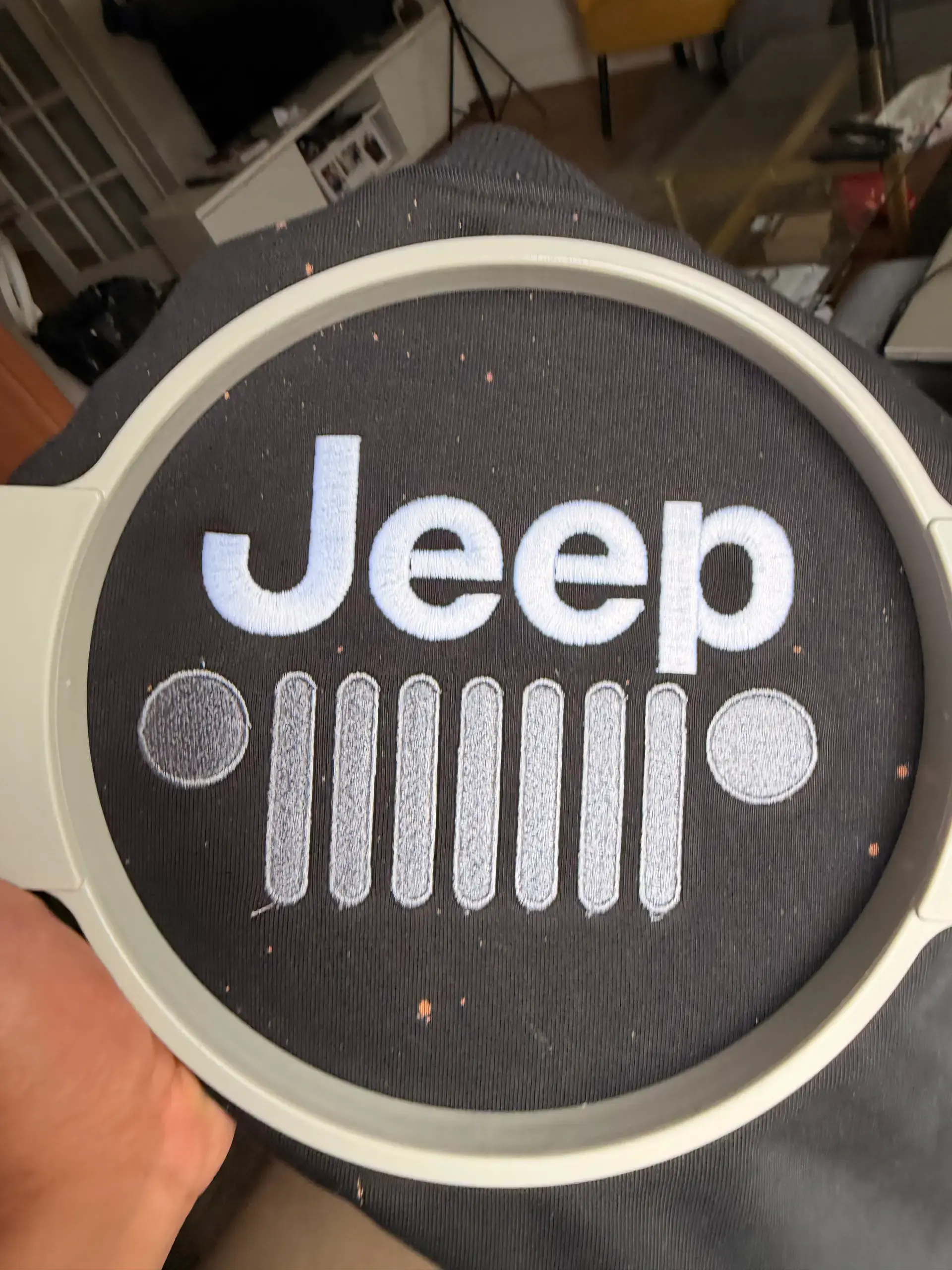 Black and white Jeep grille patch